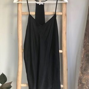 Black Satin Racer-Back Slip Dress
